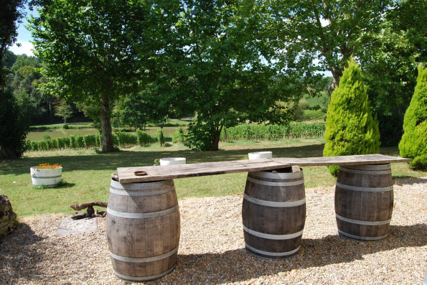 Garden Table Made from winebarrels Grand Cru Experience